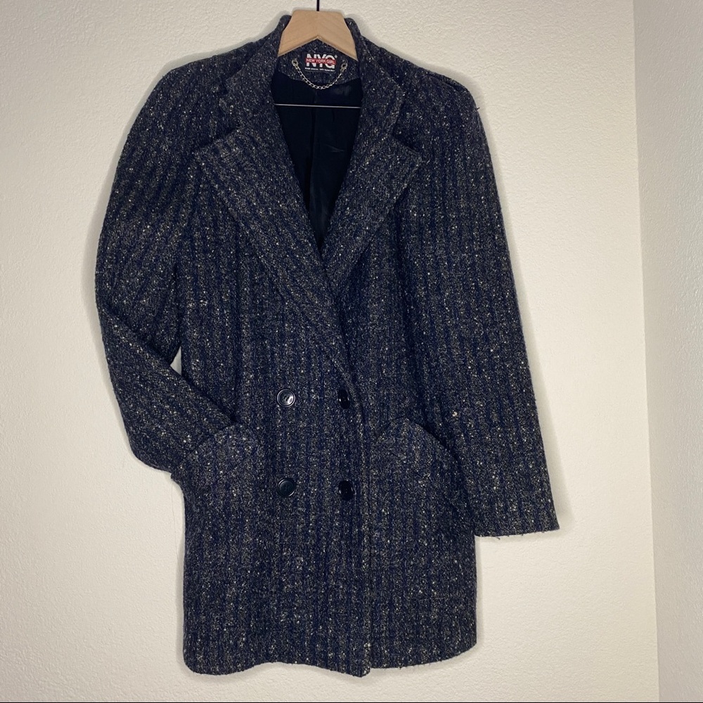New York Girl jacket - made in U.S.A - navy blue pin stripes - pea coat